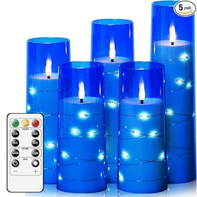 Flameless LED Candles with Timer 5 Pc Flickering Flameless Candles for Romantic Ambiance and Home Decoration Stable Acrylic Shell,
