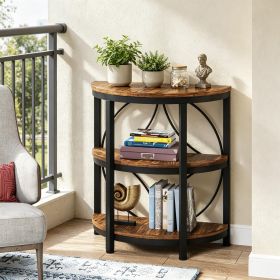 Half-Round End Table 3-Tier Narrow Side Table with Metal Frame Living Room Coffee Table Sofa Table