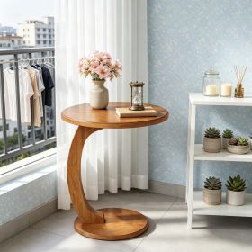 C-Shaped round Sofa Side Table End Table for Living Room - Modern Minimalist Metal Glass Top Coffee Table