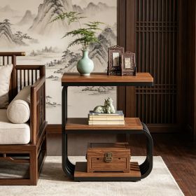 Vintage 3-Tier End Table Side Or Bedside Stand for Living Room Rustic Storage Organizer Coffee Table Bedroom Decor