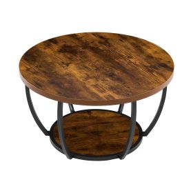 Coffee Table, Modern Round Coffee Table, 2 Tiers Wooden Circle Center Desk with Open Storage
