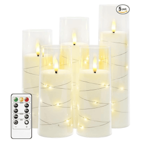 Flameless LED Candles with Timer 5 Pc Flickering Flameless Candles for Romantic Ambiance and Home Decoration Stable