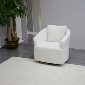 Modern 360 Degree Swivel Sofa Chair, Round Armchairs with High Backrest and Upholstered, Beige Velvet Accent Chair for Living Room,Bedroom, Offic