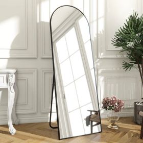 Black 58-inch Full Length Arched Floor Mirror with Stand and Wall Hanging Screws
