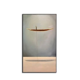 100 % Hand painted Canvas Paintings New Style Golden Boat painting Natural Landscape Creative Canvas Painting Wall Picture For Living Room office (size: 80x160cm)